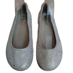 Alegria Petal Flats Size  Ivory Gold Flake Slip On Shoes Loafers Leather 7 1/2